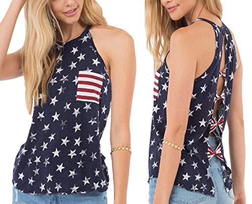 Women's July of 4th T Shirts Racerback Stars Slim Summer Halter Cami Top American Flag Print Tanks Large Women's July of 4th T Shirts Racerback Stars Slim Summer Halter Cami Top American Flag Print Tanks Large