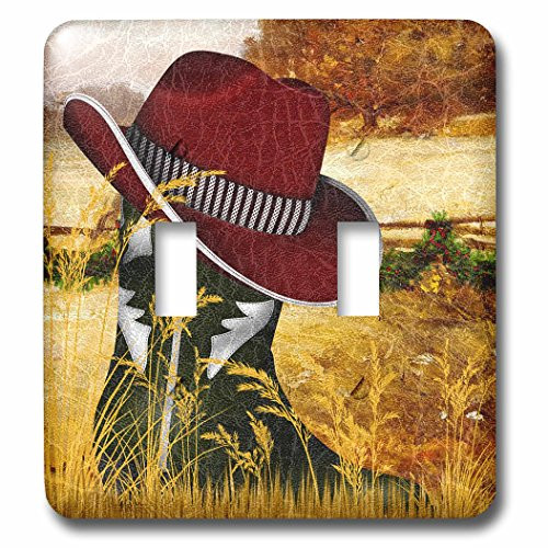3dRose lsp_173006_2 Western Green Cowboy Boot with a Red Cowboy Hat for Christmas Light Switch Cover