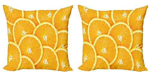 Ambesonne Orange Decorative Throw Pillow Case Pack of 2, Realistic Citrus Fruit of Orange Slices Close up Photography Clean Healthy Eating, Couch Bedroom Living Room Cushion Cover, 16", Marigold Ambesonne Orange Decorative Throw Pillow Case Pack of 2, Realistic Citrus Fruit of Orange Slices Close up Photography Clean Healthy Eating, Couch Bedroom Living Room Cushion Cover, 16", Marigold