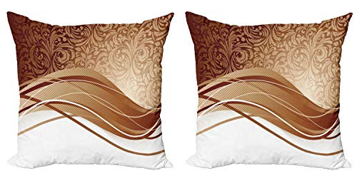 Ambesonne Chocolate Decorative Throw Pillow Case Pack of 2, Brown Toned Classical Medieval Foliage Motifs with Curved Stripes Pattern, Couch Bedroom Living Room Cushion Cover, 16", Pale Brown Beige Ambesonne Chocolate Decorative Throw Pillow Case Pack of 2, Brown Toned Classical Medieval Foliage Motifs with Curved Stripes Pattern, Couch Bedroom Living Room Cushion Cover, 16", Pale Brown Beige