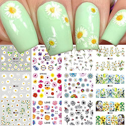 Daisy Nail Stickers, Sunflower Nail Art Decals Water Transfer Summer Flower Nail Supplies Watermark Small Daisy Flower Design Stickers Decals Tattoo Manicure DIY Nail Decoration-12Sheets- Daisy Nail Stickers, Sunflower Nail Art Decals Water Transfer Summer Flower Nail Supplies Watermark Small Daisy Flower Design Stickers Decals Tattoo Manicure DIY Nail Decoration-12Sheets-
