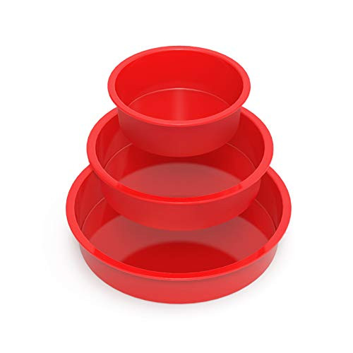 Round Cake Pans - Set of 3 - SILIVO Silicone Molds for Baking, Nonstick  and  Quick Release Baking Pans for Layer Cakes, Cheese Cakes, Rainbow Cakes and Chiffon Cakes - 5.5 inch,7.5 inch,9.5 inch