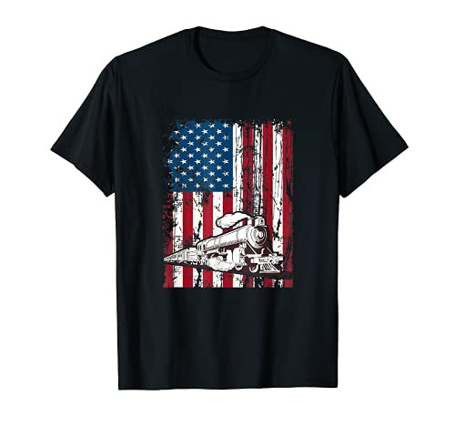 Train Locomotive Engine USA American Flag 4th Of July Funny T-Shirt Train Locomotive Engine USA American Flag 4th Of July Funny T-Shirt