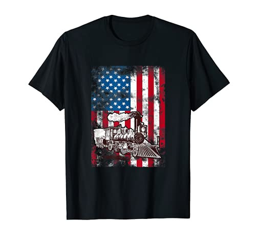 Locomotive Train Engine USA American Flag 4th of July T-Shirt Locomotive Train Engine USA American Flag 4th of July T-Shirt