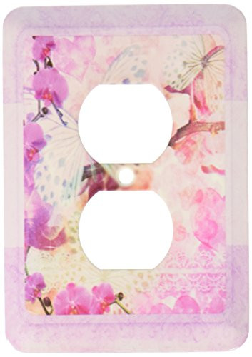 3dRose lsp_99449_6"Butterflies And Orchids" 2 Plug Outlet Cover Multicolor