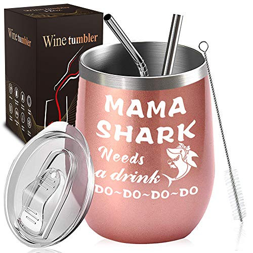 Wine Tumbler Gifts for Mom, Wife - Mama Shark Needs a Drink - Funny Mom Birthday Gifts , Mom Gifts from Daughter, Son - Mommy Shark, New Mom, Pregnant Mom, Wife Gifts Wine Tumbler Gifts for Mom, Wife - Mama Shark Needs a Drink - Funny Mom Birthday Gifts , Mom Gifts from Daughter, Son - Mommy Shark, New Mom, Pregnant Mom, Wife Gifts