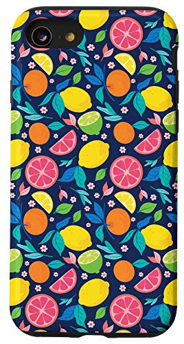 iPhone SE -2020- / 7 / 8 Seamless Colorful Pattern Orange Lime Citrus Fruity Phone Case