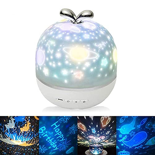 Star Night Light Projector, 360 Rotation Starry Sky Night Light Projector with 6 Projection Stars galaxy projector light for Ceiling Films Projector Lamp for Kids Bedroom