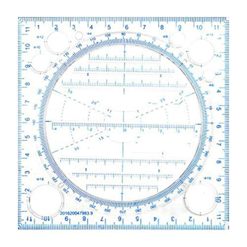 xinyijiayi Geometric Drawing Template Measuring Ruler, Kaleidoscope Geometric Function Multifunctional Fast Drawing Measuring Ruler Blue