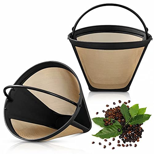 Reusable Coffee Filters, 2 Pack 6-12 Cup Cone Coffee Filters 4 Basket Permanent Replacement Coffee Filters with Stainless Steel Mesh Fit for Cuisinart Coffee Maker Filter and Brewers