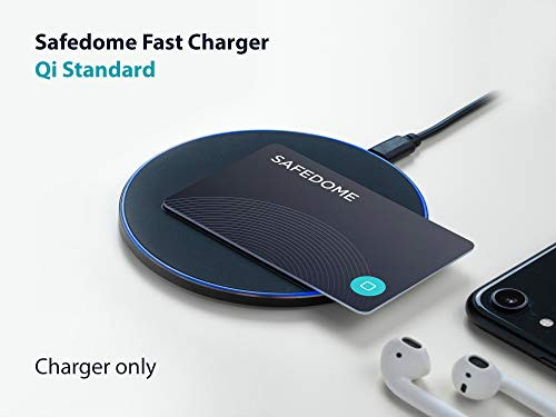 Safedome Wireless Fast Charger. Wirelessly Charge Your Card, Phone, Headphones or Any Compatible Qi Device