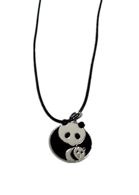Pingyongchang Cute Panda Necklace with Black Cord Panda Jewelry Gift for Teen Girls and Boys-Round Panada Pingyongchang Cute Panda Necklace with Black Cord Panda Jewelry Gift for Teen Girls and Boys-Round Panada