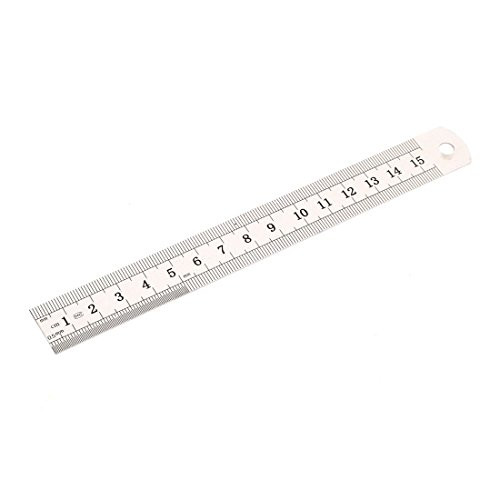 Aexit 15cm 6 Linear Measurement Inches Scale Range Metal Dual Sides Measure Measuring Straight Rulers Ruler Tool