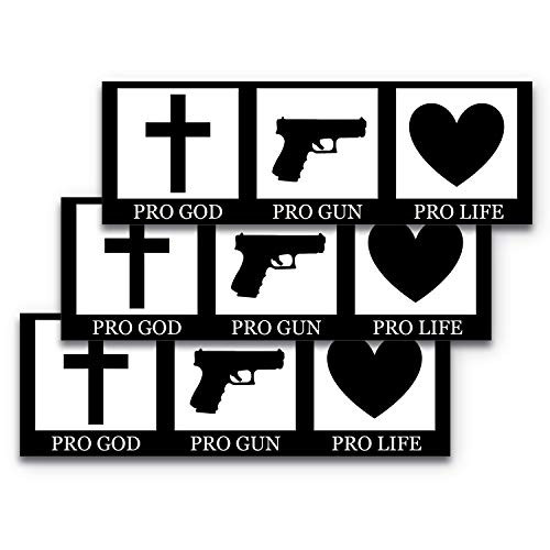 9x3 Pro God Pro Gun Pro Life 3-Pack Bumper Sticker Made with Durable, Waterproof Materials to Increase Durability, God Gun Life Bumper Sticker, Christian Bumper Sticker, Pro Life Sticker
