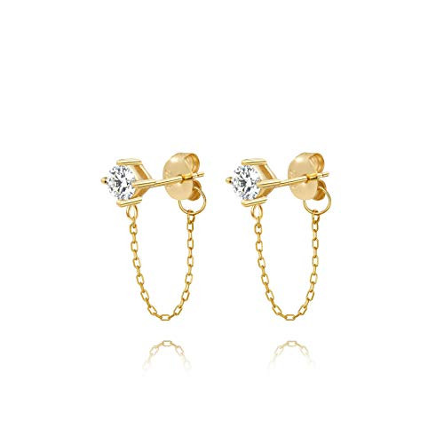 Chain Earrings Cubic Zirconia Stud Earrings Sterling Silver CZ Studs Earrings for Women Hypoallergenic Earrings for Women Sensitive Ears Dangle Earrings for Women Men -Gold, 4- Chain Earrings Cubic Zirconia Stud Earrings Sterling Silver CZ Studs Earrings for Women Hypoallergenic Earrings for Women Sensitive Ears Dangle Earrings for Women Men -Gold, 4-