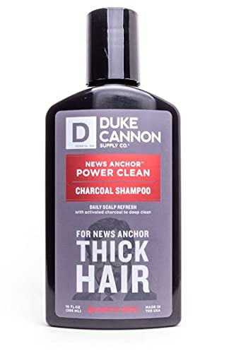 Duke Cannon Supply Co. News Anchor Power Clean Charcoal Shampoo, 10 Fl Oz. - Deep Clean and Daily Detoxifying Charcoal Shampoo for Men