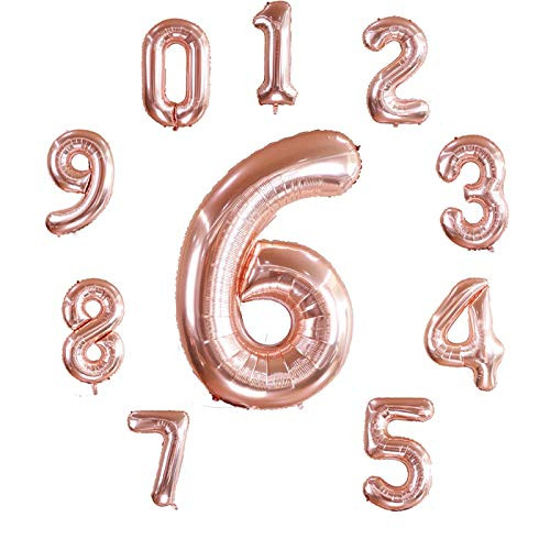 Finypa 40Inch Birthday Number 1 Balloons Huge Helium Foil Balloon Rose Gold Birthday Party Anniversary Festival Decorations -Rose Gold 6- Finypa 40Inch Birthday Number 1 Balloons Huge Helium Foil Balloon Rose Gold Birthday Party Anniversary Festival Decorations -Rose Gold 6-