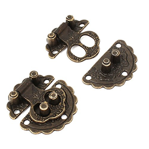 Aexit 2pcs Hardware Door Hardware  and  Locks Home Jewelry Case Box Cabinet Door Pull Handle Buckle Doorknobs Bronze Tone
