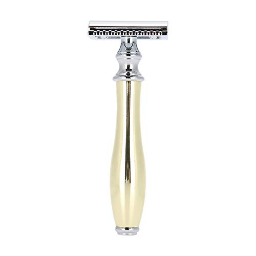 Double Edge Safety Razor, Handle Safety Razor Classic Safety Razor Double Edge Vintage Blade Manual Shaving Tool-Gold- Double Edge Safety Razor, Handle Safety Razor Classic Safety Razor Double Edge Vintage Blade Manual Shaving Tool-Gold-