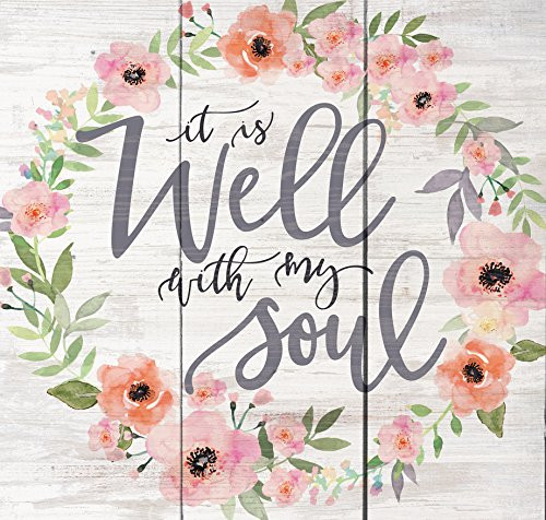 P. Graham Dunn Well with My Soul Floral Wreath Whitewash 10.5 x 10 Wood Pallet Wall Plaque Sign P. Graham Dunn Well with My Soul Floral Wreath Whitewash 10.5 x 10 Wood Pallet Wall Plaque Sign