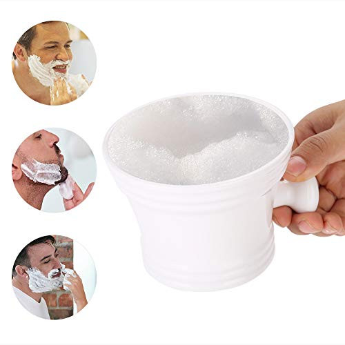2 Colors Plastic Shaving Soap Bowl Foam Shaving Soap Cream Bowl with little handle Shaving Bowl for Men, Traditional Wet Shaving Factory Shaving Mug -White-
