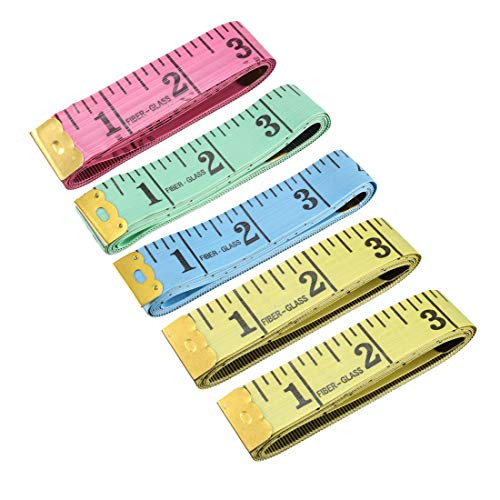 uxcell Cloth Tape Measure for Body 60 Inch Metric Inch Measuring Tape Soft Dual Sided for Tailor Sewing 1.5 Meter 5Pcs Color Random