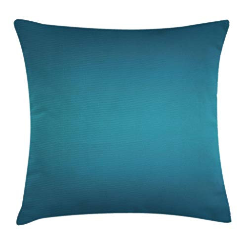 Ambesonne Ombre Throw Pillow Cushion Cover, Deep Blue Tropical Ocean Exotic Lands Inspired Design Modern Digital Print, Decorative Square Accent Pillow Case, 18 X 18 Inches, Petrol Blue