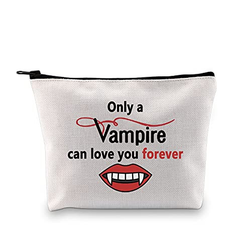 POFULL The Vampire Diaries Quote Gift Vampire Fans Cosmetic Bag Only a Vampire Can Love You Forever Original Inspired Jewelry -Original Inspired Cosmetic Bag-