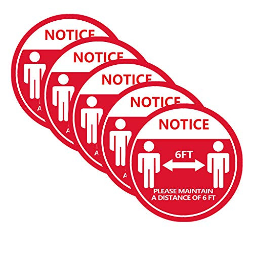 ESKNAS Distance Marker | Social Distance Sticker | Social Distancing Reminder Floor Decal Stand Here Floor Sign Decal Sticker Keep 6ft in Between Distance Marker Floor 28x28CM -B-