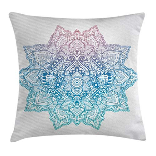 Ambesonne Lotus Throw Pillow Cushion Cover, Bohemian Tattoo Style Zen Pastel Toned Mandala Abstract Lotus Flower Design, Decorative Square Accent Pillow Case, 18 X 18 Inches, Lilac Light Blue Ambesonne Lotus Throw Pillow Cushion Cover, Bohemian Tattoo Style Zen Pastel Toned Mandala Abstract Lotus Flower Design, Decorative Square Accent Pillow Case, 18 X 18 Inches, Lilac Light Blue