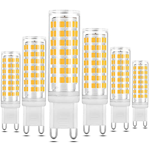 Fondiiz G9 LED Bulb Dimmable, 6W LED G9 Light Bulb, Equivalent 40W 50W 60W Halogen Bulbs, 3000K Warm White, G9 Bi Pin Ceramic Base, No Flicker, 360 Beam Angle, 6 Pack