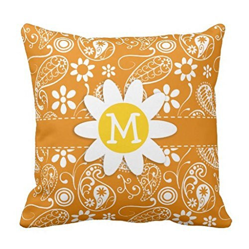Cute Daisy with Dark Orange Paisley Throw pillowcase Pillow shams case Cushion Cover 2424
