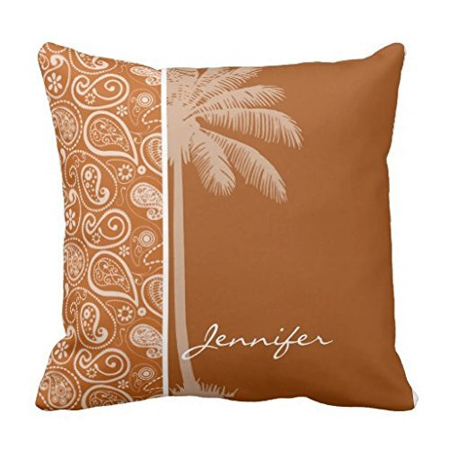 Summer Palm on Burnt Orange Paisley; Floral pillowcase Pillow shams case Cushion Cover 2424