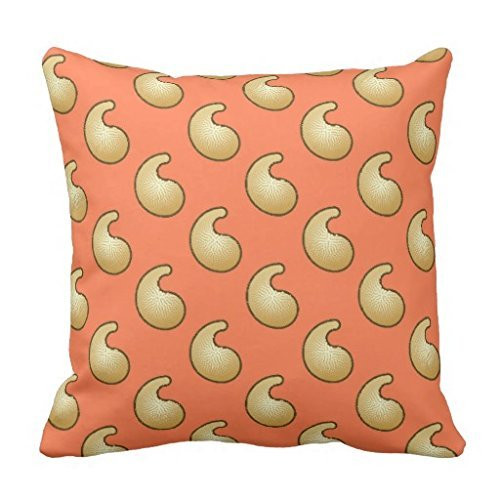Gold and coral orange paisley throw pillowcase Pillow shams case Cushion Cover 2424