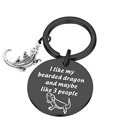 PLITI Lizard Gift Bearded Dragon Gift Lizard Lover Gifts i Like My Bearded Dragon and Maybe 3 People Funny Reptile Keychain for Bearded Dragon Mom Dad Gift Pet Animal Gift -Bearded Dragon Black- PLITI Lizard Gift Bearded Dragon Gift Lizard Lover Gifts i Like My Bearded Dragon and Maybe 3 People Funny Reptile Keychain for Bearded Dragon Mom Dad Gift Pet Animal Gift -Bearded Dragon Black-