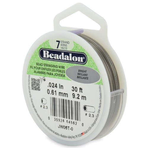 Beadalon 7-Strand 0.024" -0.60 mm- 30 ft -9.1 m- Bright Bead Stringing Wire