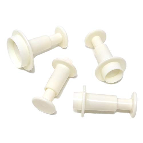 Honbay 4PCS Plastic Round Fondant Cookie Cake Plunger Cutters Molds Embossing Tools for Baking