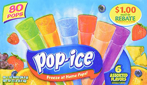 Pop-Ice Freezer Pops, Fat Free Ice Pops, Assorted Flavors -80 - 1 oz pops-