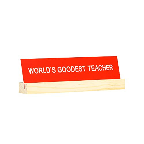 About Face Designs World's Goodest Teacher Apple Red 8 x 2.5 Acrylic Decorative Tabletop Novelty Sign with Base