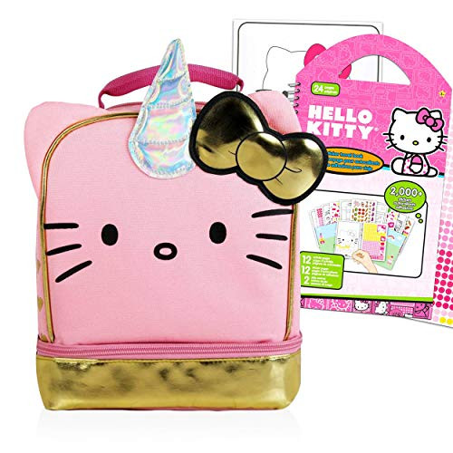 Hello Kitty Lunch Bag School And Travel Supplies ~ Hello Kitty Lunch Box Bundle For Girls With Hello Kitty Stickers -Hello Kitty School Accessories-