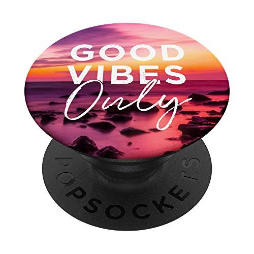 Ocean Themed Good Vibes Only Motivational Quote PopSockets Grip and Stand for Phones and Tablets