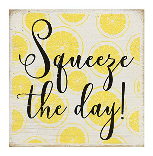 Dicksons Squeeze The Day Yellow Lemon 3 x 3 MDF Decorative Tabletop Plaque Sign Dicksons Squeeze The Day Yellow Lemon 3 x 3 MDF Decorative Tabletop Plaque Sign