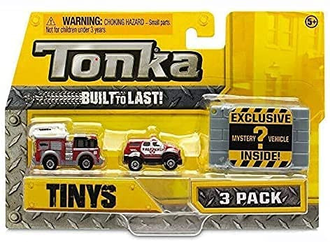 Tonka Tinys 3 Pack Fire Chief Engine Vehicles with Exclusive Vehicle  and  Garage