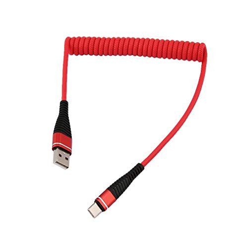USB-C Type C Cable Coiled Spring Spiral Type-C Male Extension Cord Data Sync Charger Wire Charging Cable