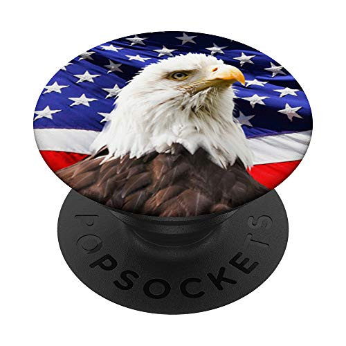 American Flag Bald Eagle USA Freedom Symbol Bird Gift PopSockets Grip and Stand for Phones and Tablets