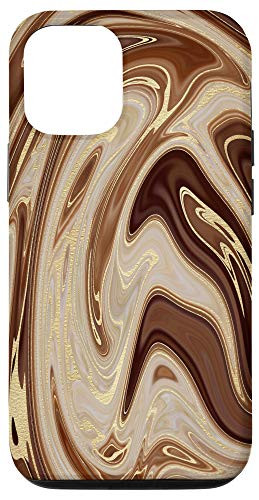 iPhone 12/12 Pro Liquid Swirl Abstract Pattern Retro Neutral  and  Brown Case