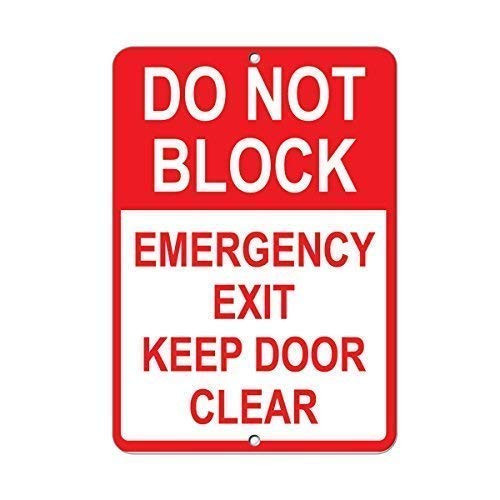 KSFEITING Retro Metal Tin Sign Wall Decor Metal Sign Great Aluminum Tin Sign Dont Block Emergency Exit Keep Door Clear Parking Sign 8 X 12 Inch Vintage Signs Plates Printed