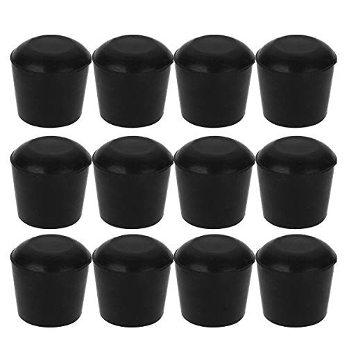 Freebily 12pcs Round Shape Rubber Furniture Foot Table Chair Leg End Caps Covers Tips Floor Protectors Black 19mm