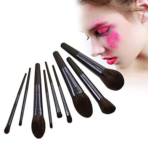 GJCDP Makeup Brush Set 9Pcs Synthetic Fiber Powder Blender Eye Shadow Eyebrow Blush Concealer Brushes Foundation Blender Brown Handle Cosmetic Tools Makeup Kits