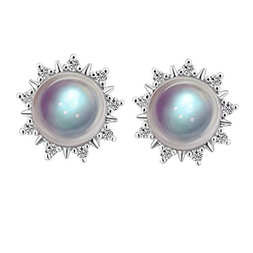 Hamibus Pearl Earrings For Women, 925 Sterling Silver Pearl Earrings, Round Stud Shell Pearl Earrings ?Pearl Stud Earrings For Women Girls-Silver-